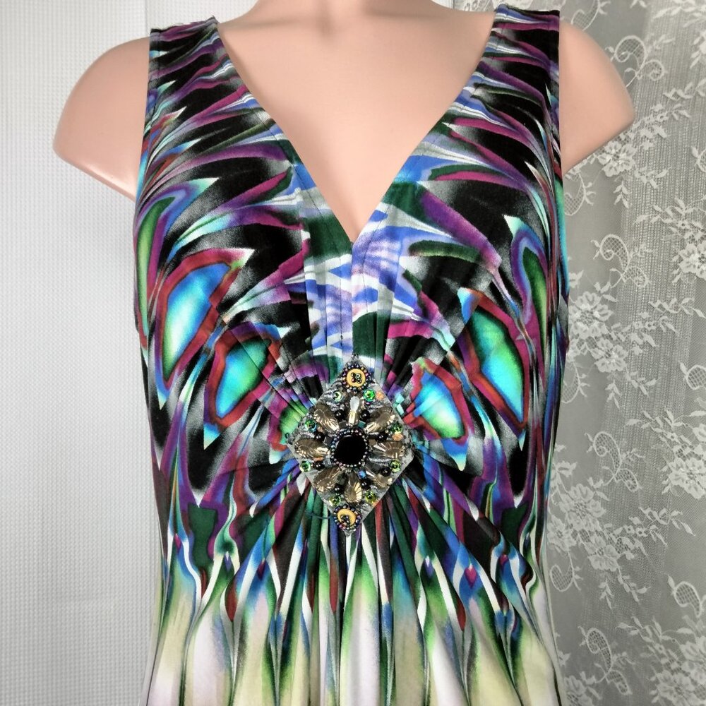 R&M Richards V-neck sleeveless maxi dress with beaded details size 14 - Picture 6 of 8